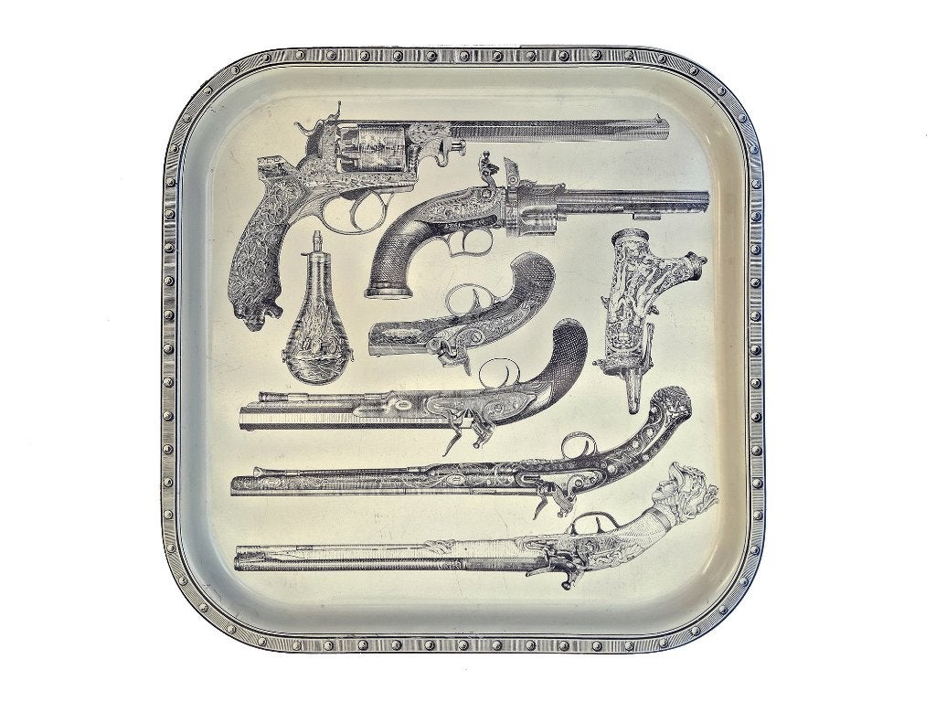 dienblad pistolen Piero Fornasetti, Gebruikt, Vierkant, Ophalen of Verzenden, Dienblad