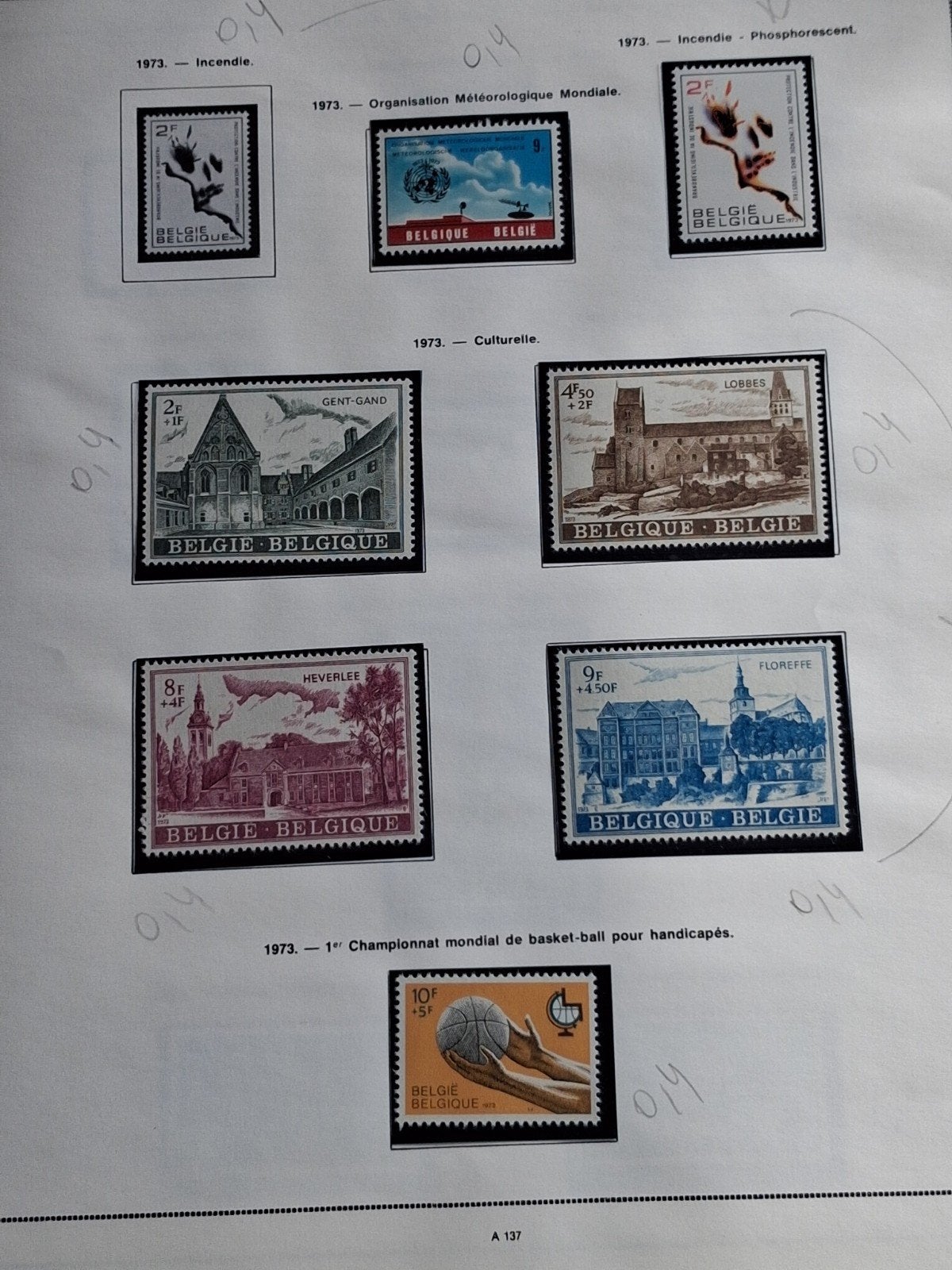 1973 lot complet  timbres belges  COB 1660 à 1699 MNH, Enlèvement ou Envoi