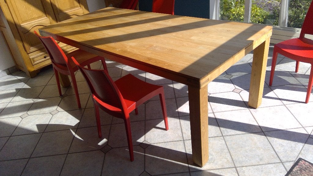 eettafel teak, Ophalen, Gebruikt, Teakhout, 200 cm of meer