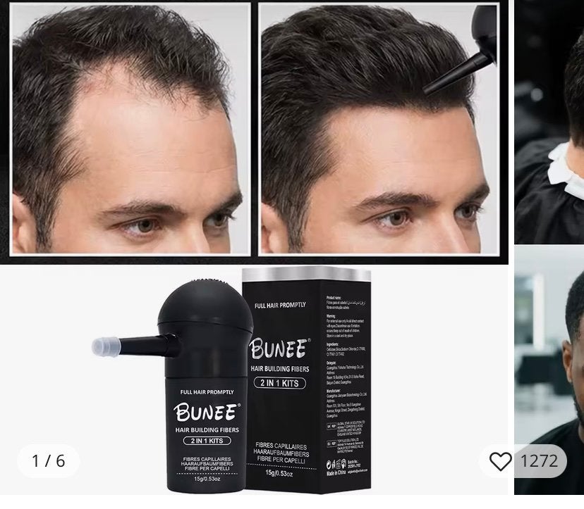 Bunee Haaropbouwvezels 2-in-1 Kit - Donkerbruin, Handtassen en Accessoires, Uiterlijk | Haarverzorging, Ophalen of Verzenden, Nieuw