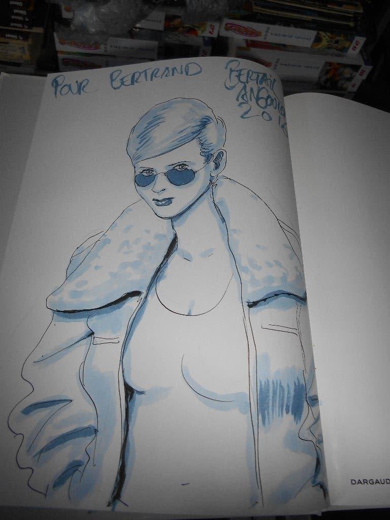 Dessin dédicacé de Bertail pour Ghostmoney 5eo + 2 ex libris, Enlèvement ou Envoi