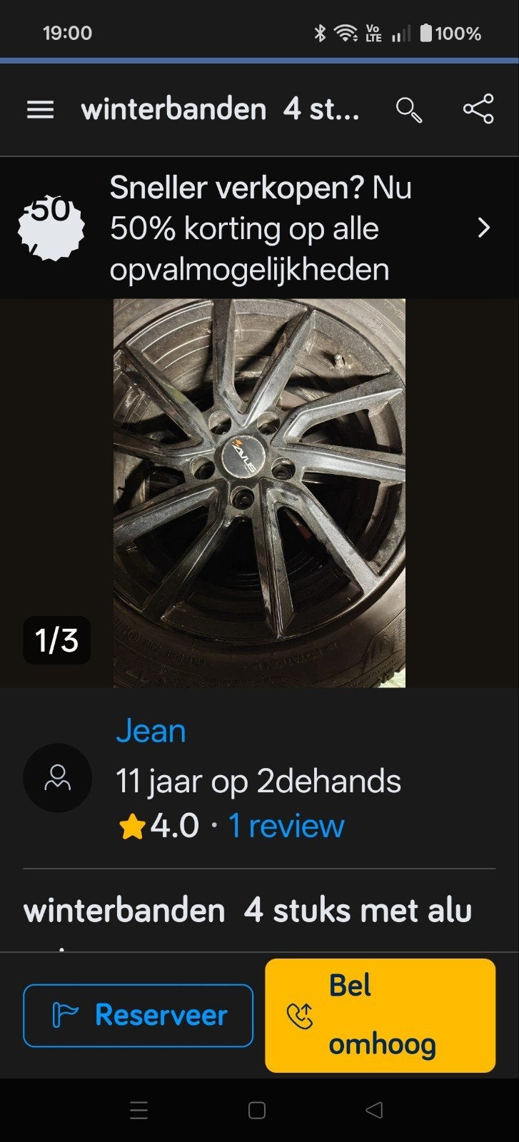 4 winterband met allu velg, Auto-onderdelen, Ophalen, Winterbanden