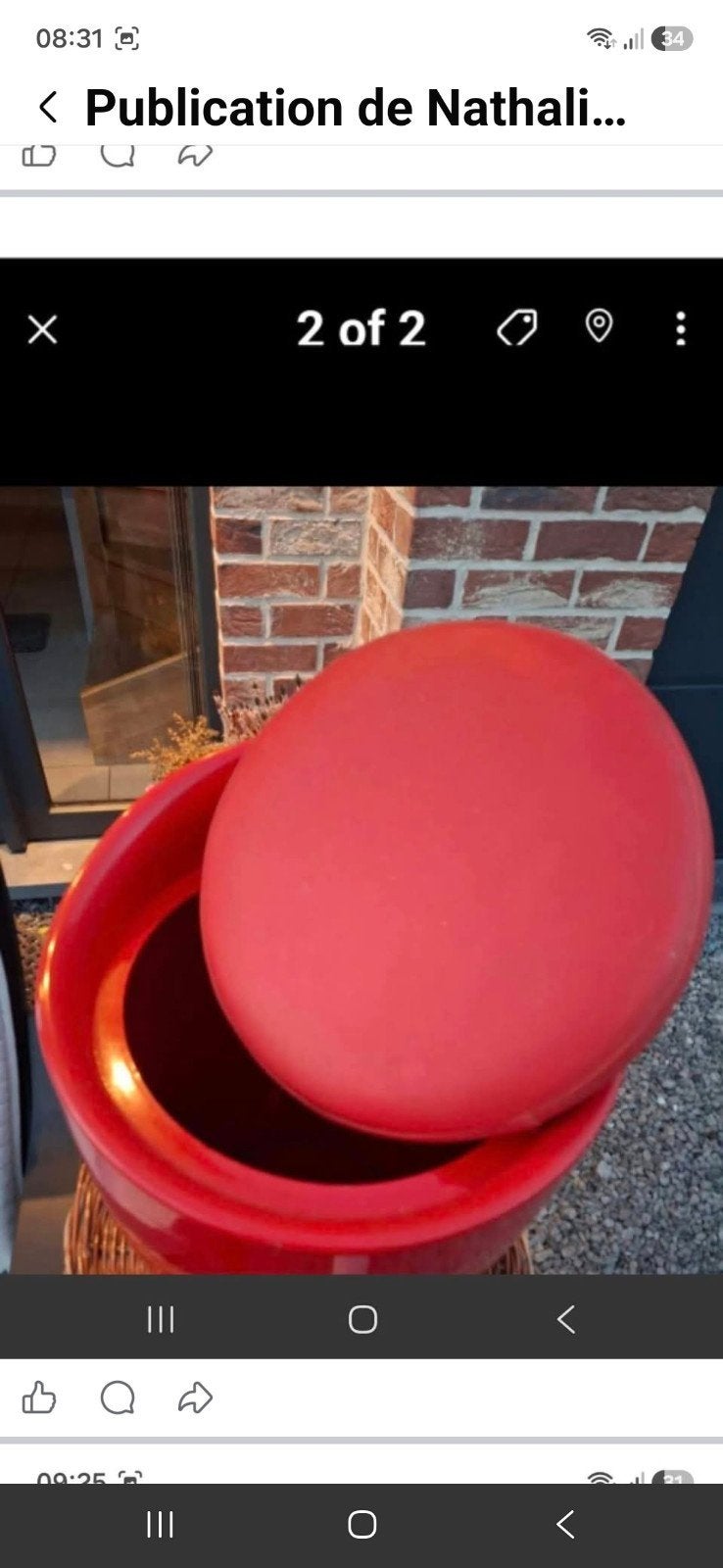 pouf rouge fourre-tout, Enlèvement