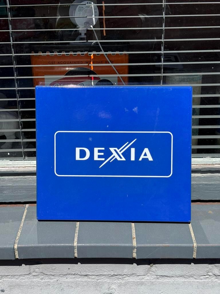 Panneau d'affichage émaillé DEXIA, Enlèvement ou Envoi, Utilisé, Panneau publicitaire