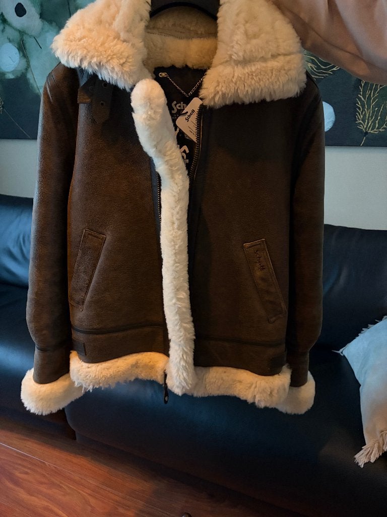 Schott Lammy coat - maat M, Vêtements | Hommes, Enlèvement ou Envoi, Neuf, Taille 48/50 (M), Brun
