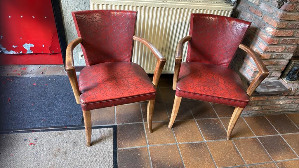 2 retro oude stoelen - rood vintage, Ophalen