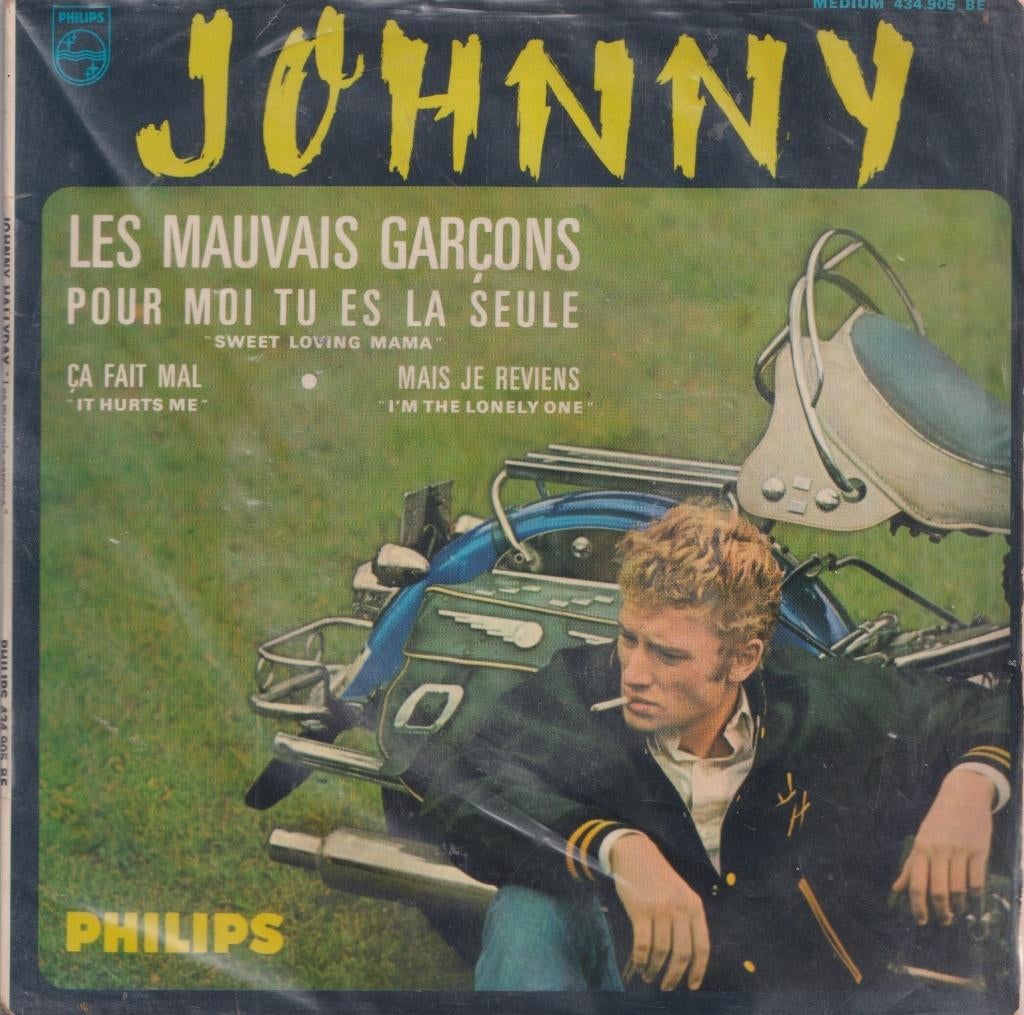 Johnny Hallyday – Les mauvais garçons / Mais je reviens + 2, Enlèvement ou Envoi, Utilisé, 7 pouces, EP