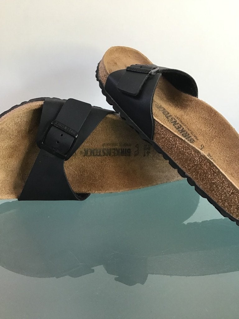 Birkenstock Madrid 41 | Zwart | Gratis verzenden, Slippers, Verzenden, Zwart, Zo goed als nieuw