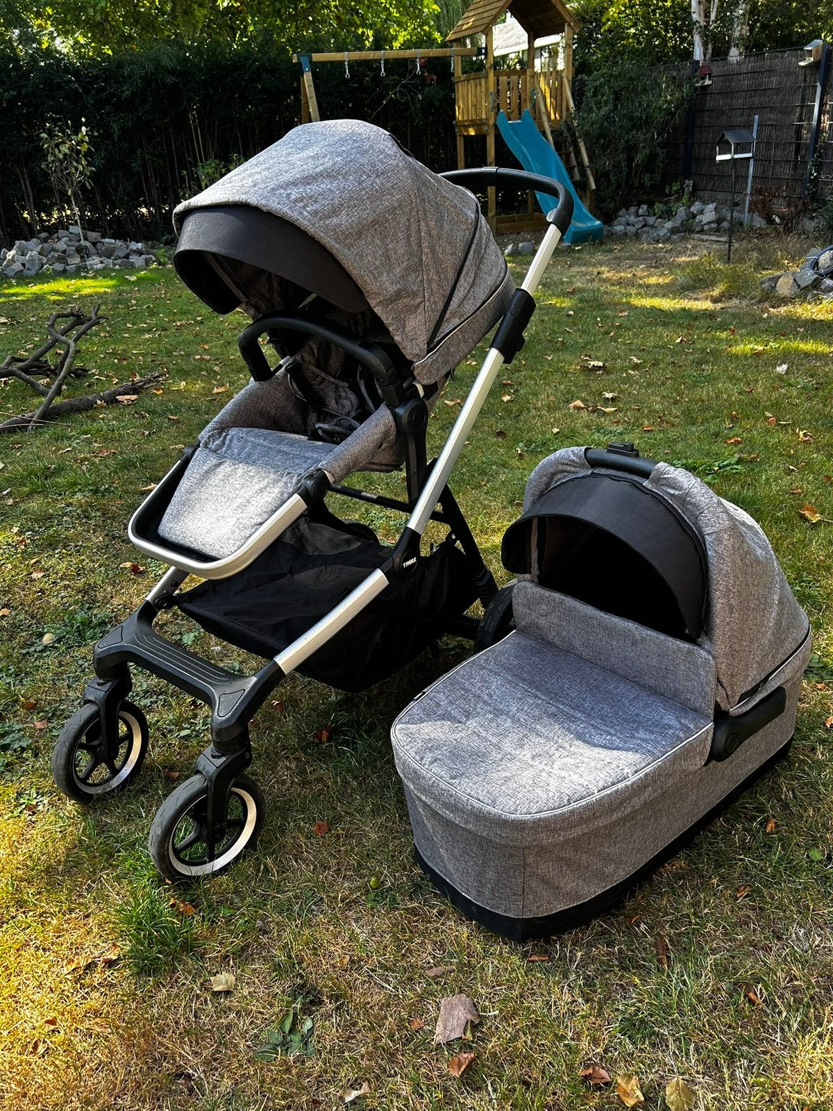 Thule sleek grijs melange, Gebruikt, Duowagen, Ophalen, Kinderwagen