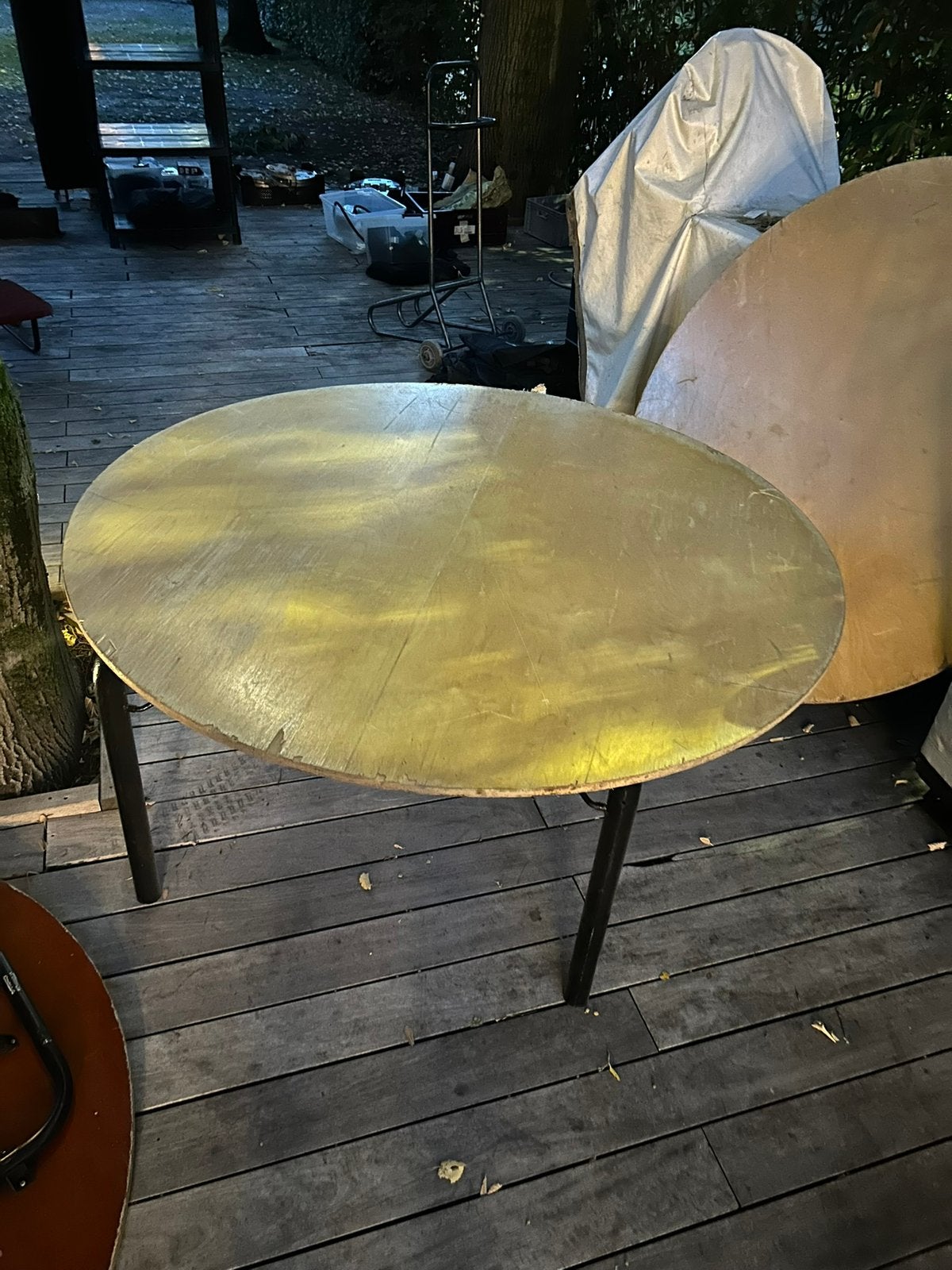 Zit tafels, Jardin & Terrasse, Tables de jardin, Enlèvement ou Envoi, Utilisé, Rond, Bois