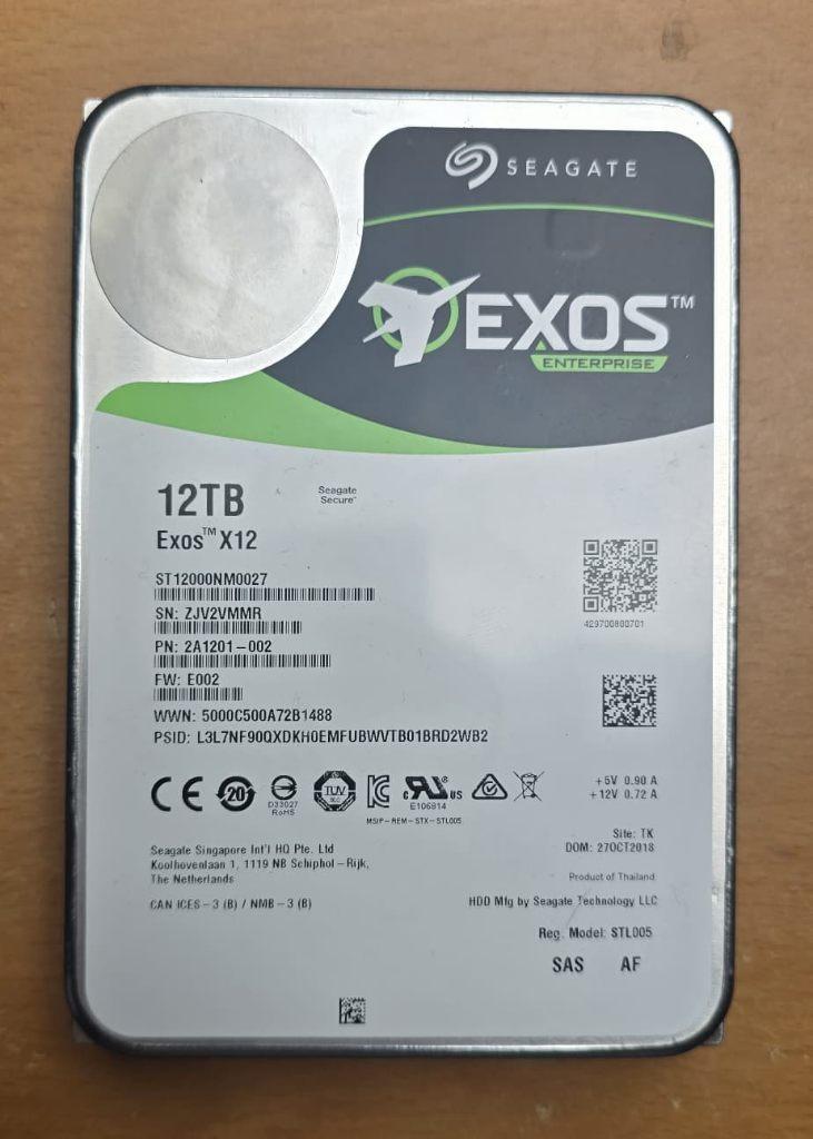 12TB Seagate Exos X12 SAS, Computers en Software, Harde schijven, Ophalen, Intern, Gebruikt, Server