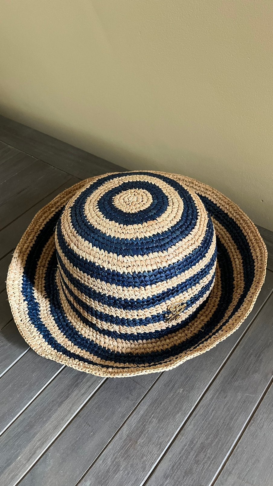 Chapeau Tommy Hilfiger en paille bleu marine neuf étiquette, Enlèvement, Comme neuf