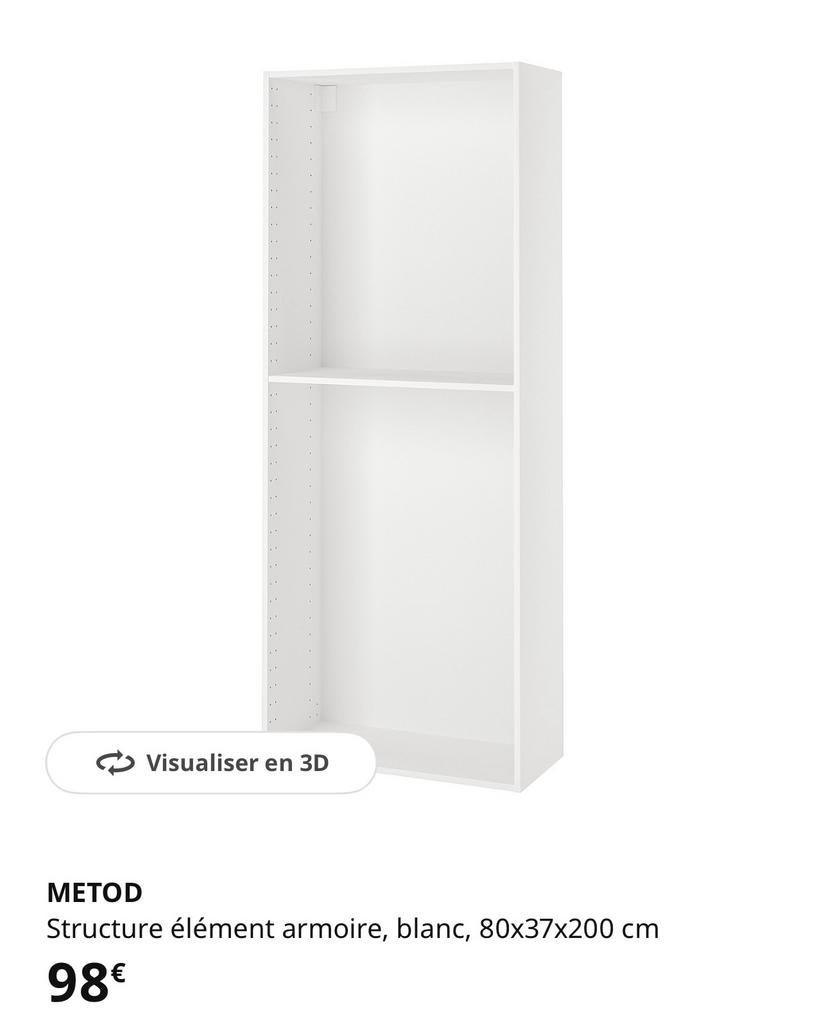 Colonne METOD largeur 80 hauteur 200 prof 37, Maison & Meubles, Neuf, 25 à 50 cm, 50 à 100 cm, Blanc