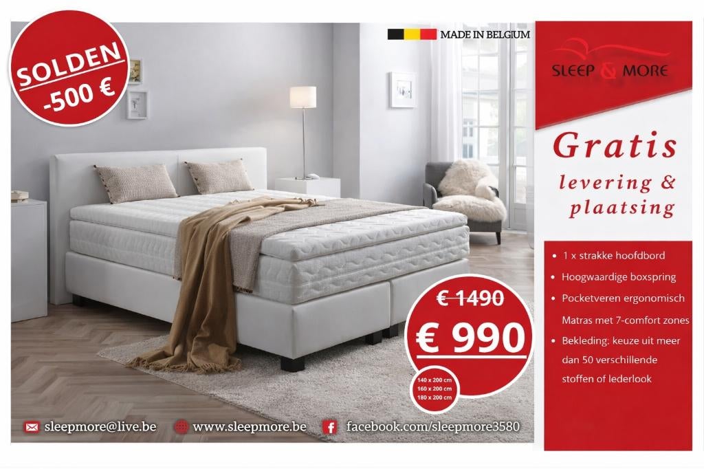 PROMO ACTIE BOXSPRING, Ophalen of Verzenden, Nieuw, Boxspring