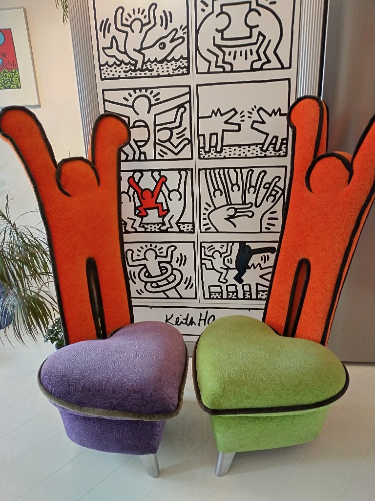 Chaise design Bretz/Cultsofa Keith Haring orange (par pièce), Maison & Meubles, Autres couleurs, Comme neuf, Deux, Enlèvement