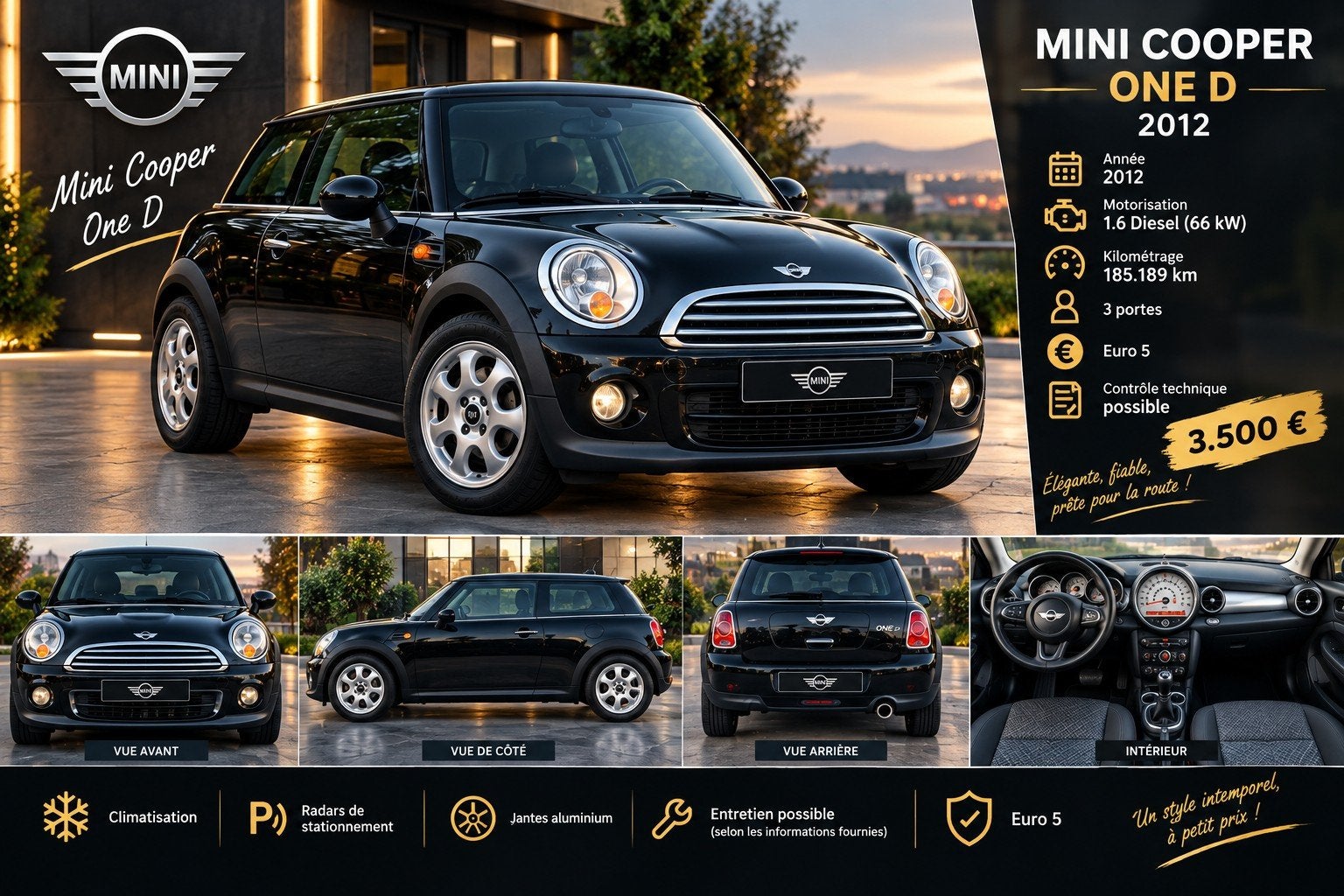 MINI ONE 1.6 D, Autos, Euro 5, Achat, Entreprise, https://public.car-pass.be/vhr/90d987a7-b6f7-4716-a752-1d149a0eae31