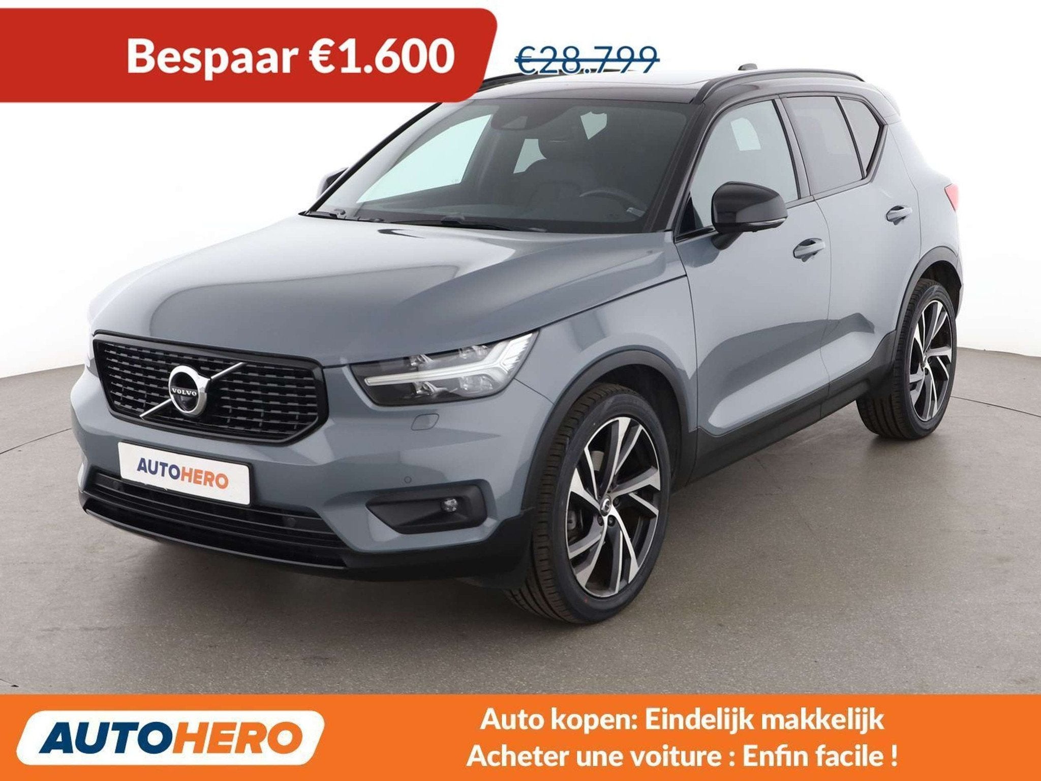 Volvo XC40 2.0 B4 Mild-Hybrid R-Design AWD (automatique), Cuir, Argent ou Gris, Euro 6, Noir