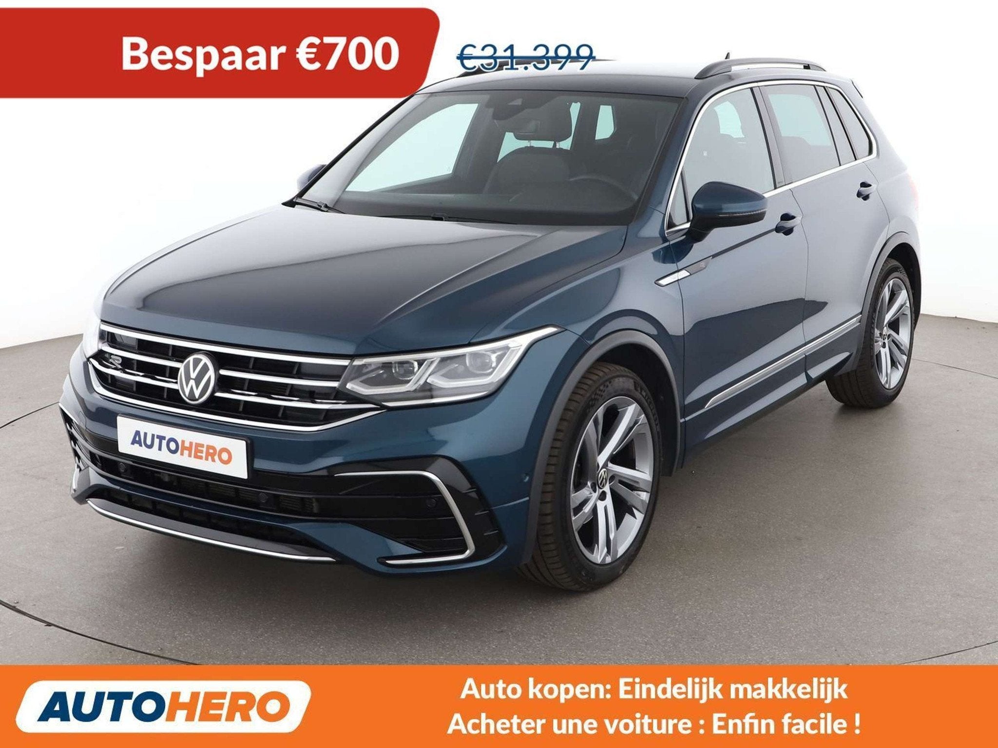 Volkswagen Tiguan 2.0 TDI R-Line (bj 2021, automaat), Auto's, LED verlichting, Gebruikt, Blauw, 152 g/km