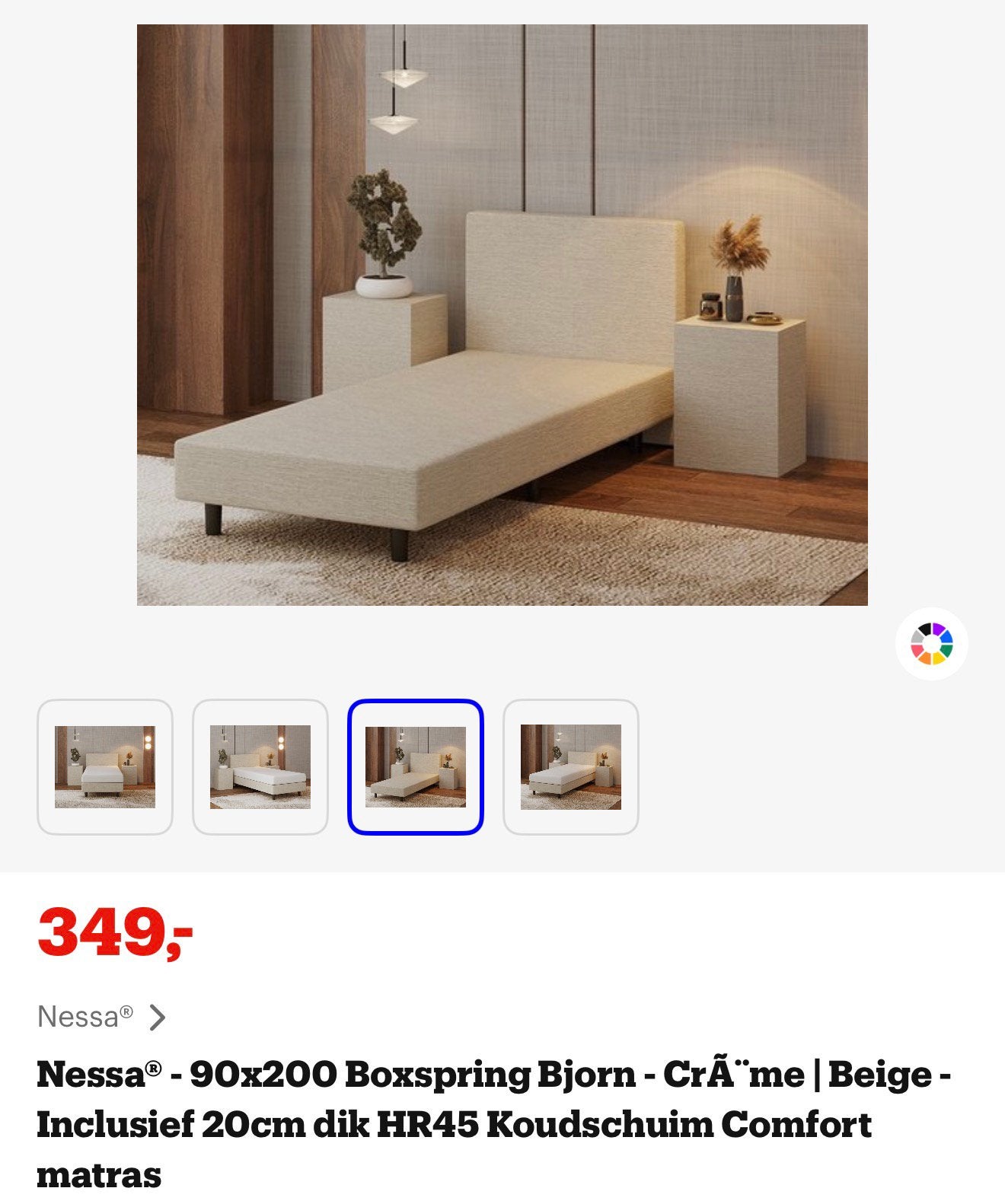 90x200 Boxspring Beige - Inclusief 20cm Koudschuim matras, Huis en Inrichting, Ophalen, 90 cm, Eenpersoons, Beige