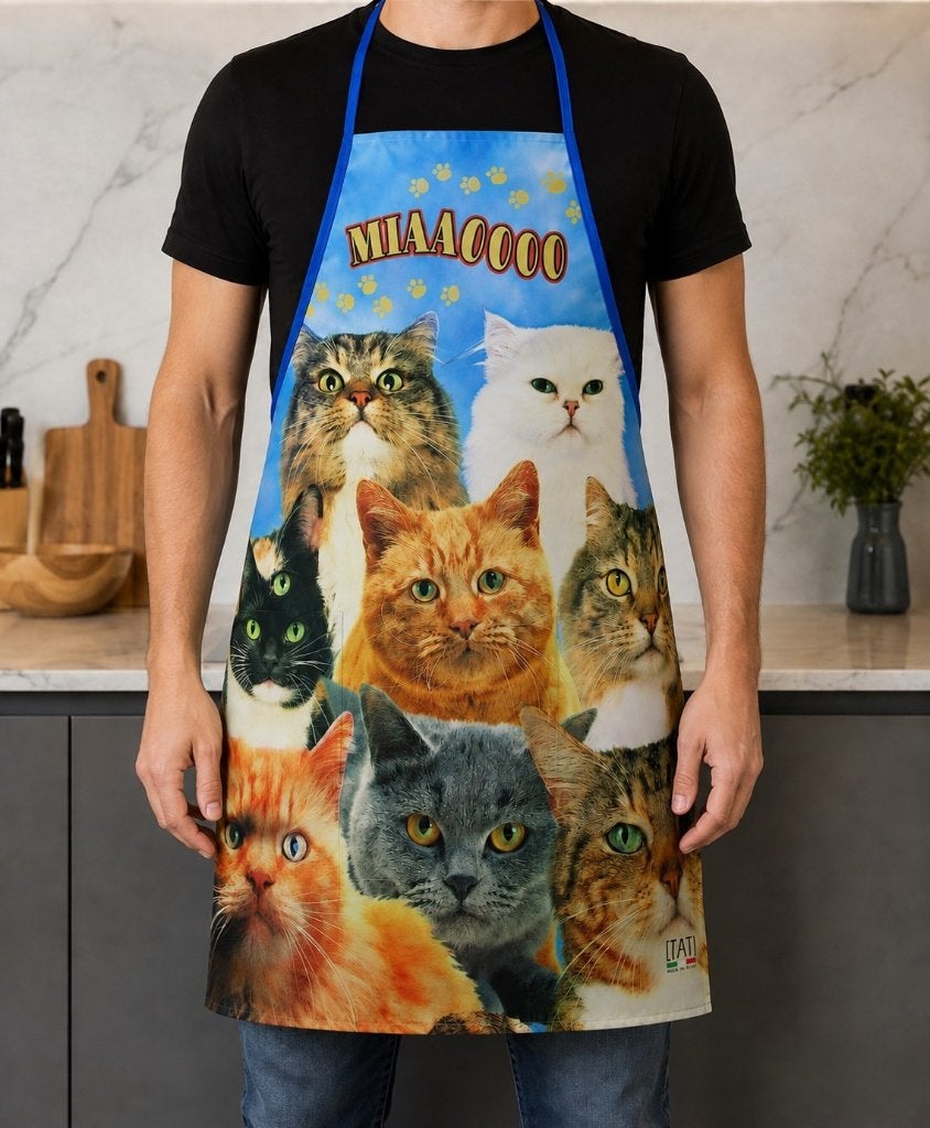 Keukenschort “Miaaoooo” speciaal voor de kattenliefhebber, Met decoratie, Schort, Polyester, Ophalen of Verzenden