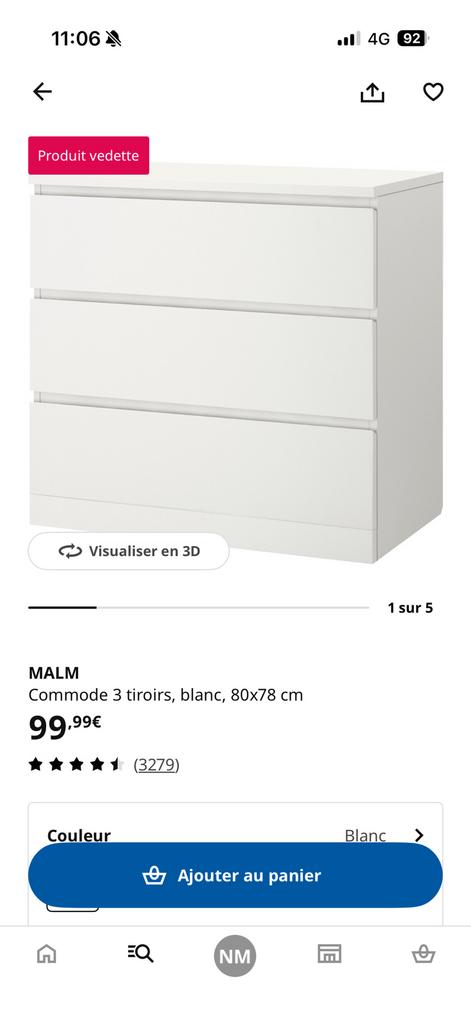 Ikea Malm, Enlèvement, Comme neuf