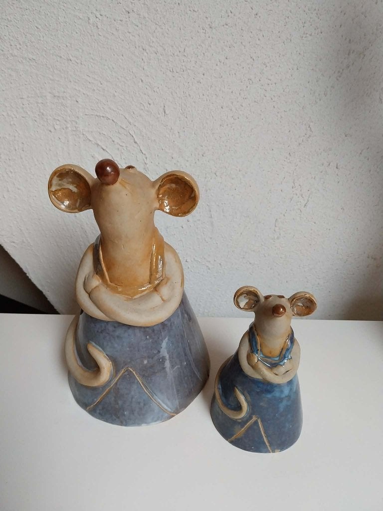 2 keramieken muisjes goede staat, Ophalen, Gebruikt, Meerkleurig, Steen/keramiek