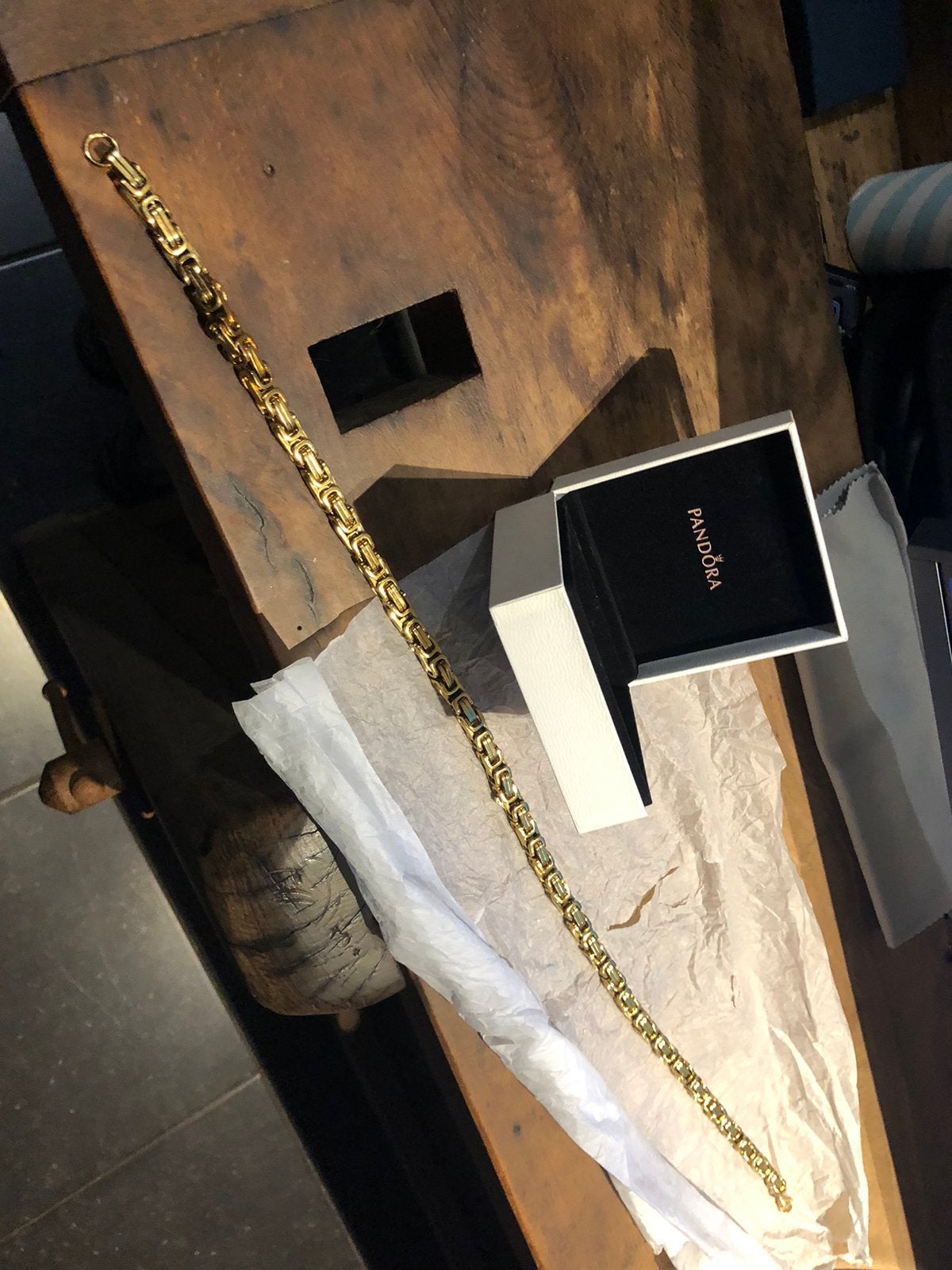 koningsketting zwaar model , stainless steel plaqué PANDORA, Enlèvement, Neuf