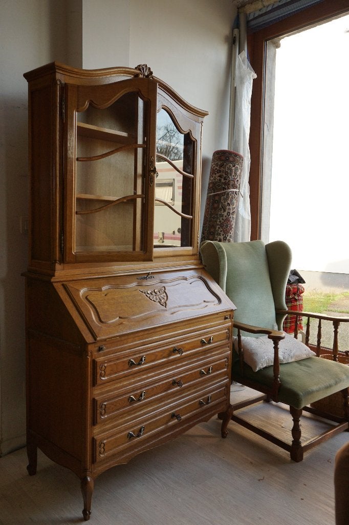 Eiken secretaire met bovenkast, Ophalen, Gebruikt, Klassiek