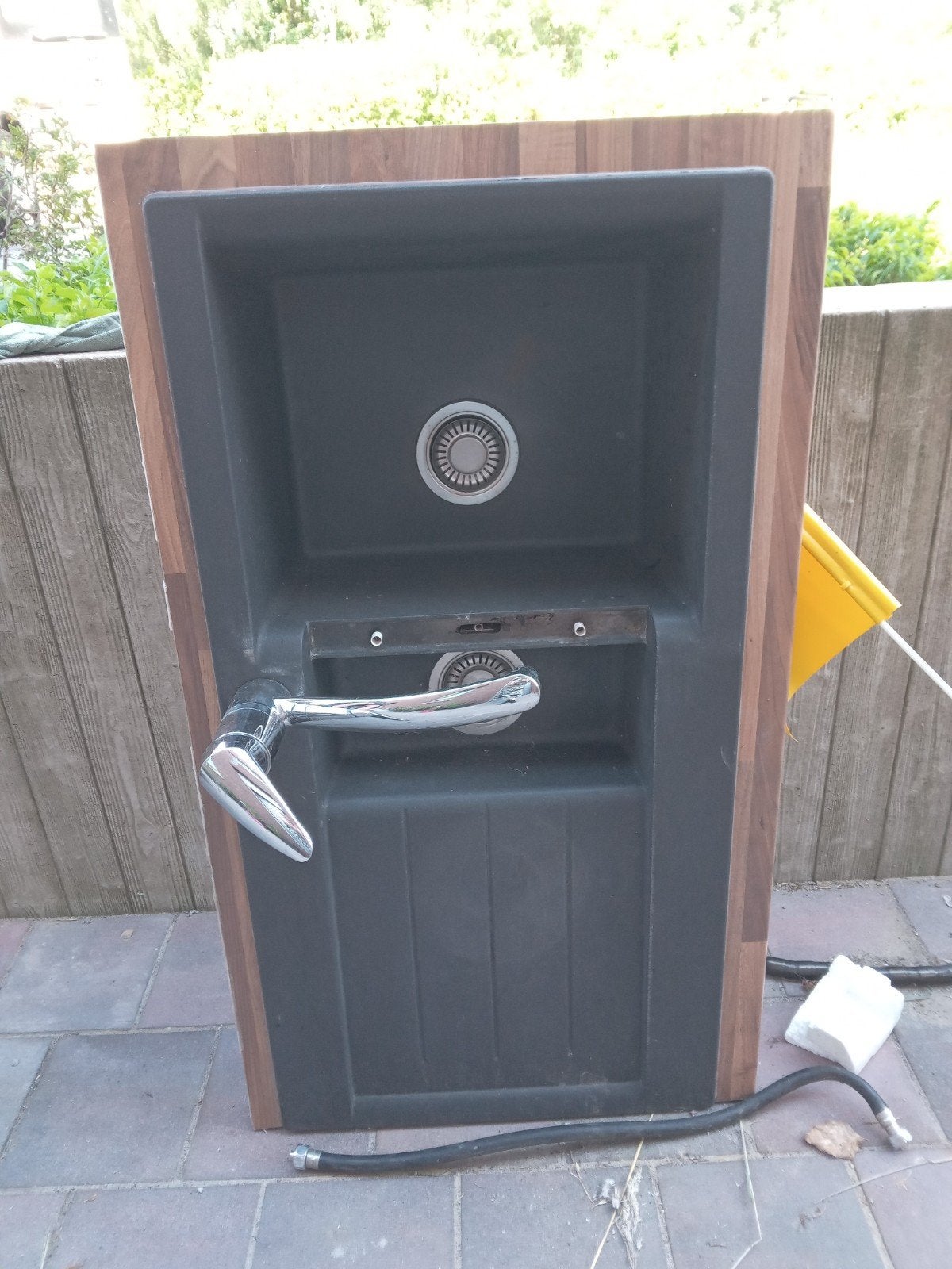 Antraciet afwasbak met afdrupplaat, Huis en Inrichting, Ophalen, Gebruikt, 100 tot 150 cm, Minder dan 100 cm