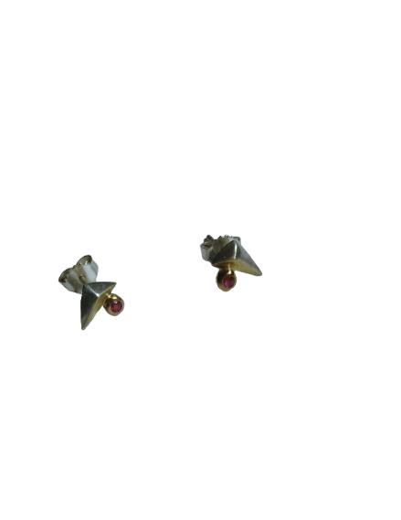 Boucles d'oreilles en argent 925 avec un véritable rubis, Enlèvement ou Envoi, Avec pierre précieuse, Argent, Argent