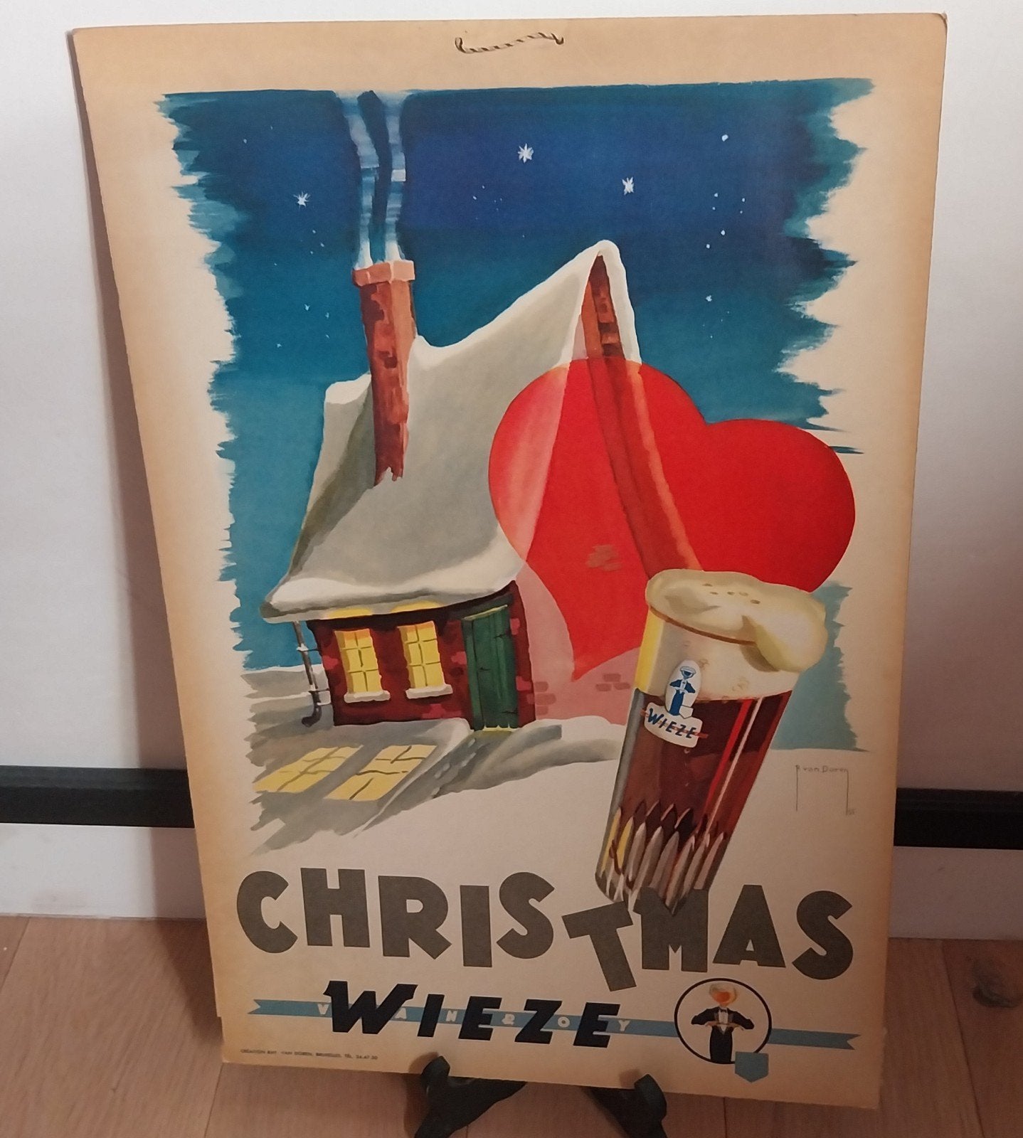 Reclamebord christmas wieze, Verzamelen, Merken en Reclamevoorwerpen, Ophalen of Verzenden, Reclamebord
