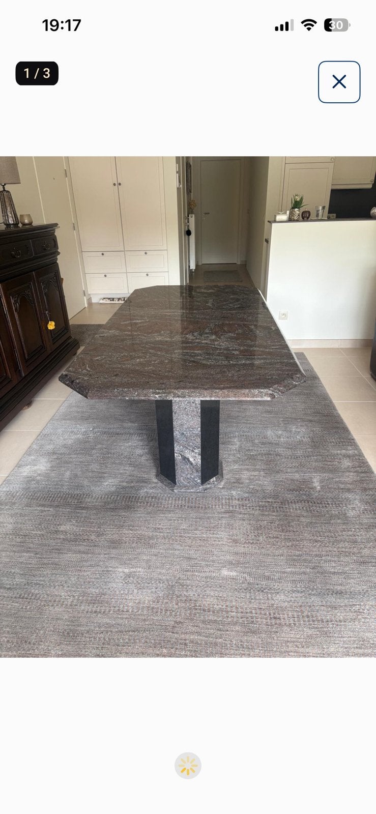 Granieten tafel 90 cm op 180 cm, Huis en Inrichting, Tafels | Eettafels, Ophalen, Overige materialen, 50 tot 100 cm, Zo goed als nieuw