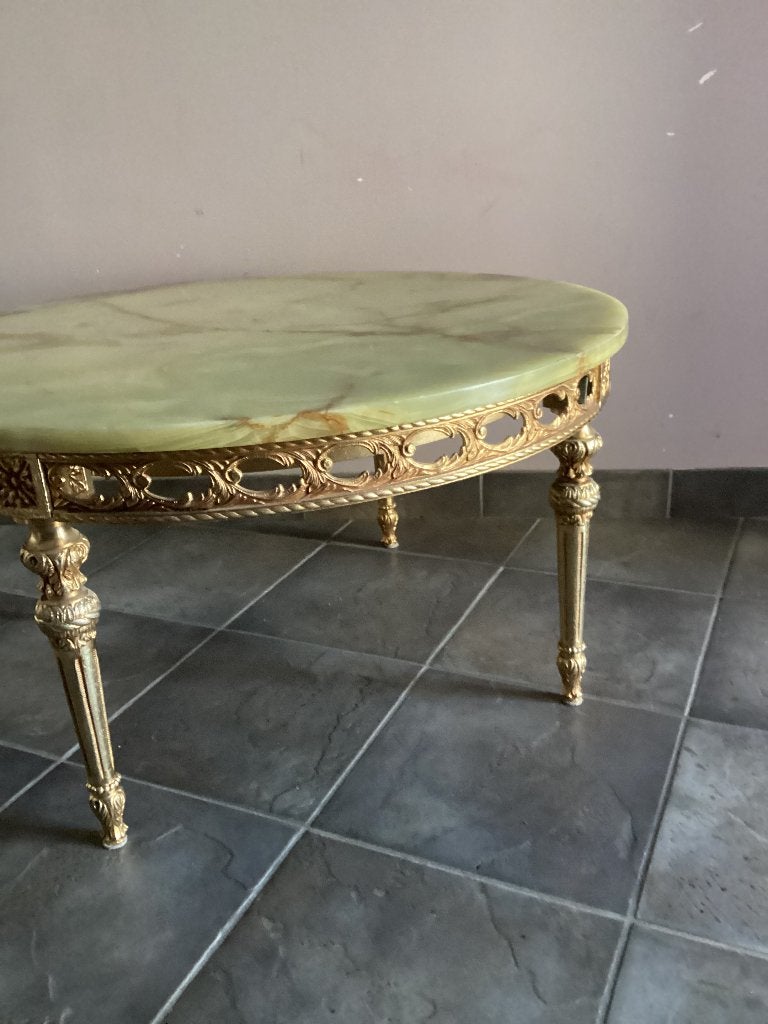 Ronde Salontafel met marmeren blad, Ophalen, Gebruikt, Rond, Metaal