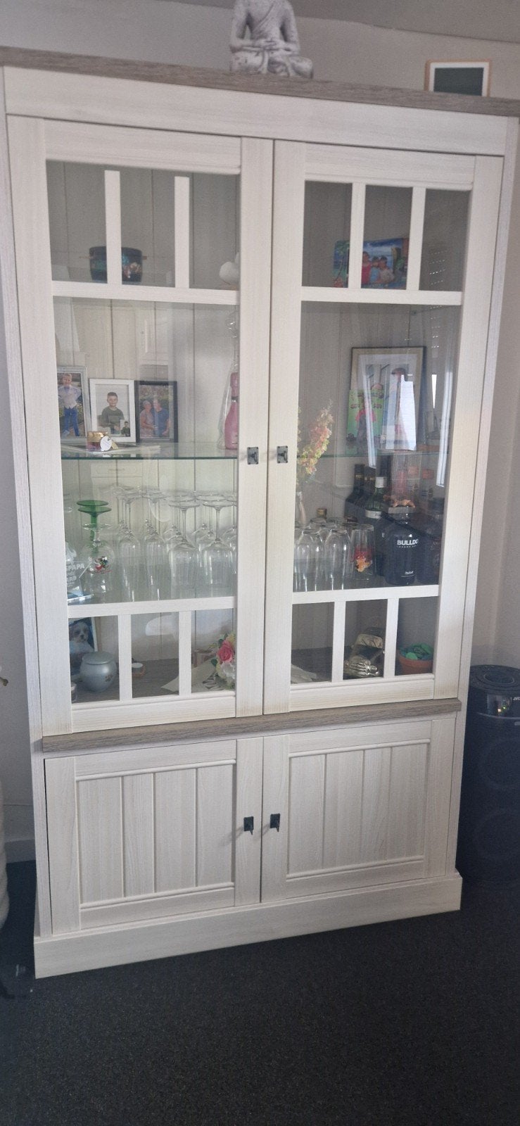 landelijke vitrine, Avec tiroir(s), Landelijk modern, Comme neuf, Verre
