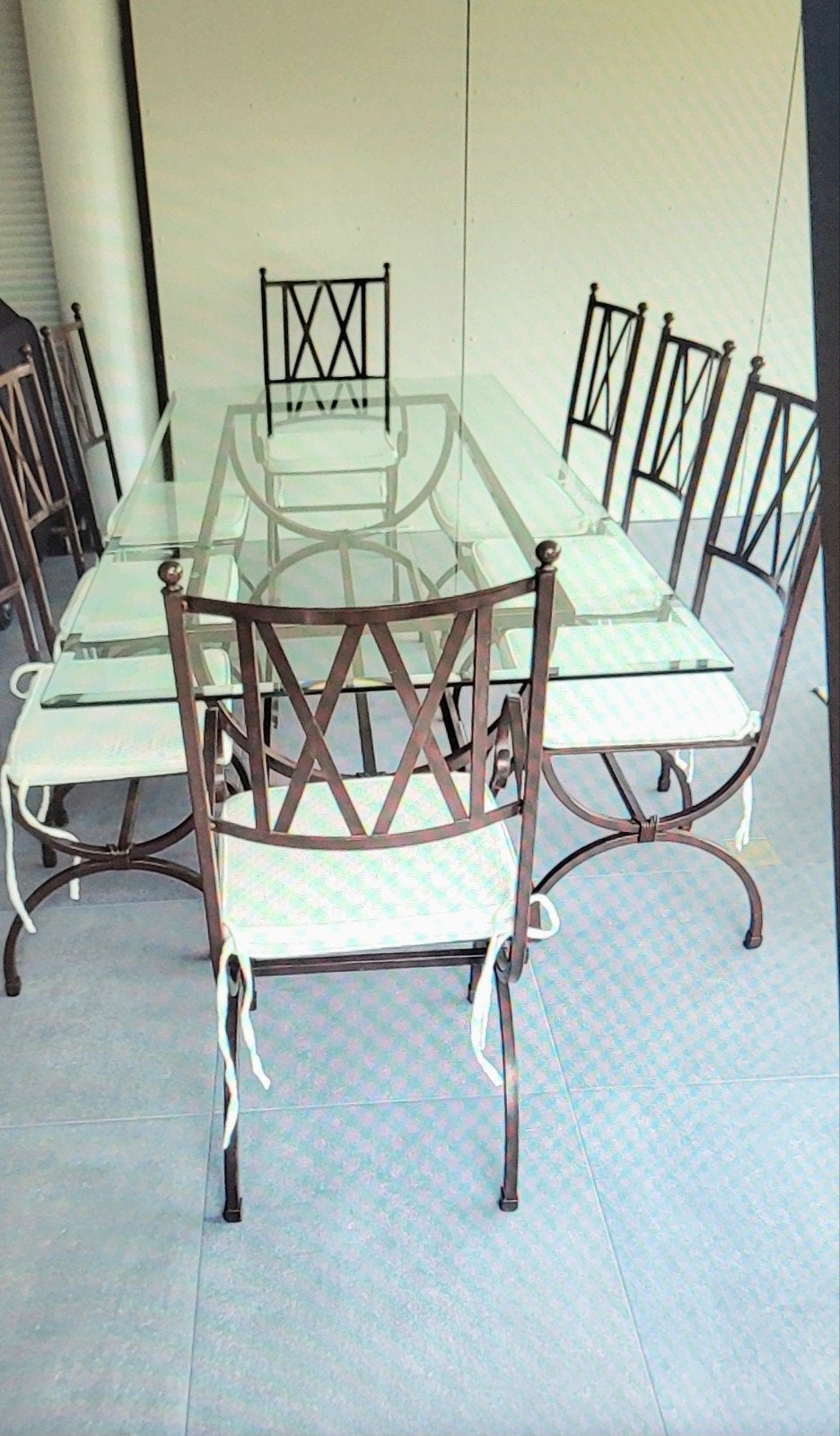 ensemble table chaises& fauteuils salle à manger, Huis en Inrichting, Ophalen, Zo goed als nieuw, Bruin, Metaal