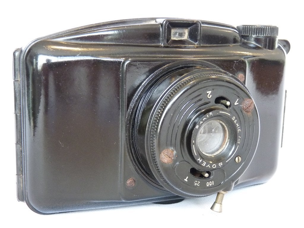 M.I.O.M. Antique : Photax Blinde, appareil photo en bakélite, Enlèvement ou Envoi, Avant 1940, Appareils photo