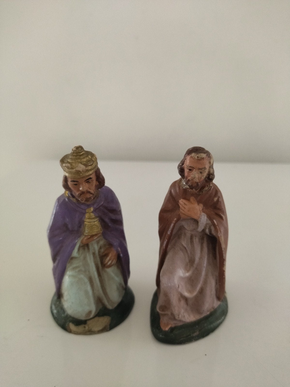 2 santons anciens 10 cm - Joseph et Roi Mage (Années 50), Enlèvement ou Envoi, Utilisé