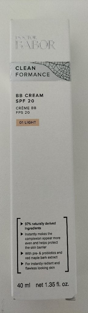 Doctor Babor Clean Formance BB Cream SPF20 - 01 Light, Verzenden, Nieuw, Gehele gezicht, Verzorging