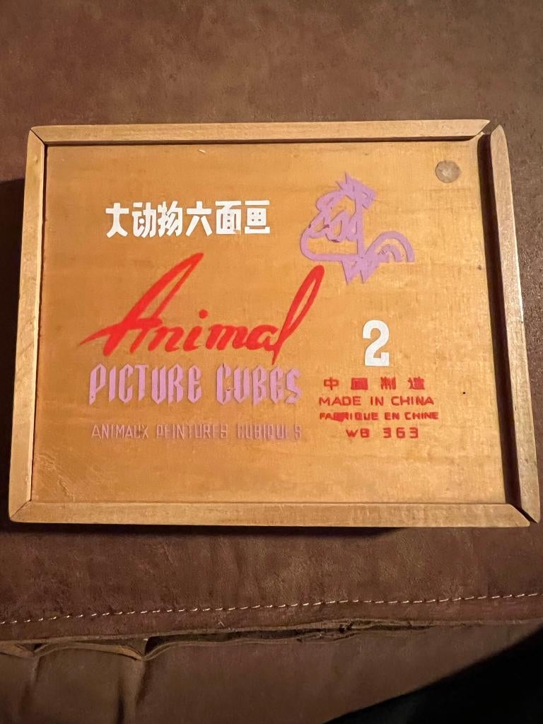 Vintage houten speelgoed China: Animal Picture Cubes, Ophalen of Verzenden