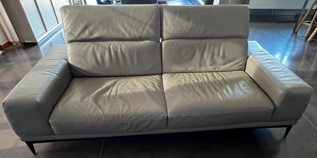 canapé NATUZZI cuir gris, Trois personnes, Banc droit, Enlèvement, Utilisé