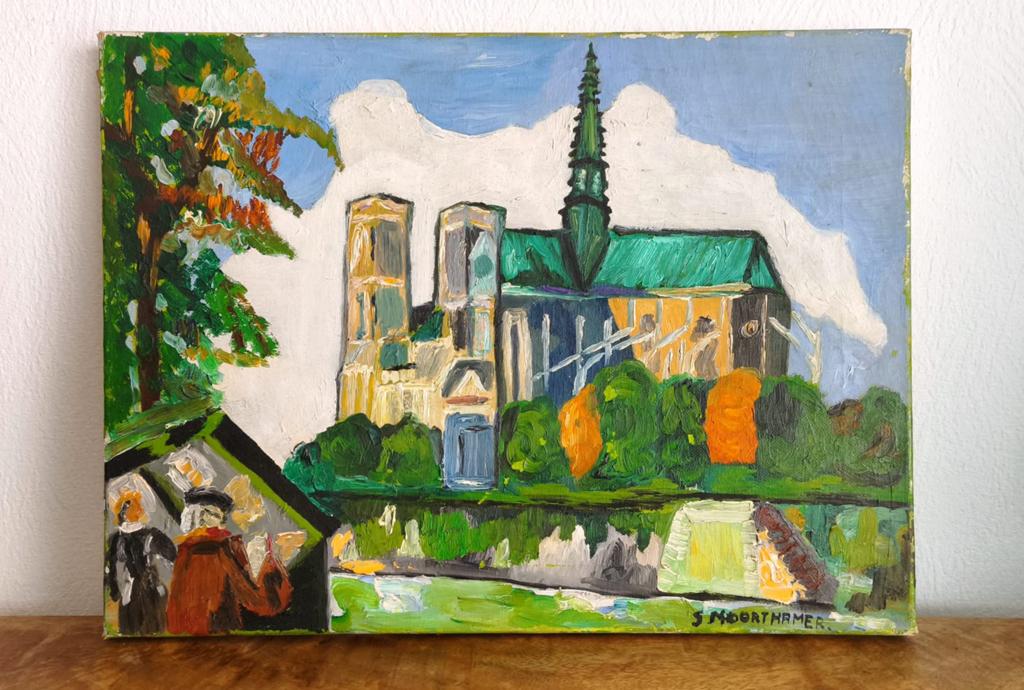 Bâtiment historique peint à la main 40 x 30 cm, Enlèvement