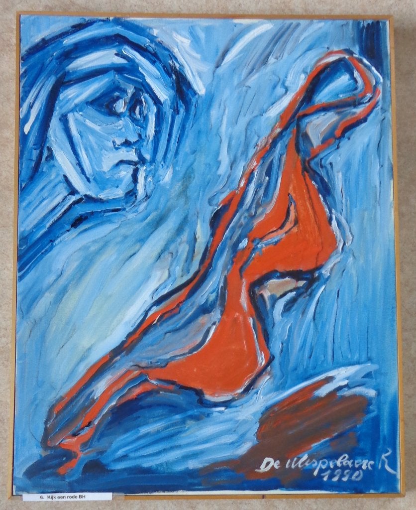 ROBERT DE WISPELAERE / RODE BH / OLIEVERF / 92x72cm / KADER, Antiquités & Art, Peinture à l'huile, Signé, Figures, Autres matériaux