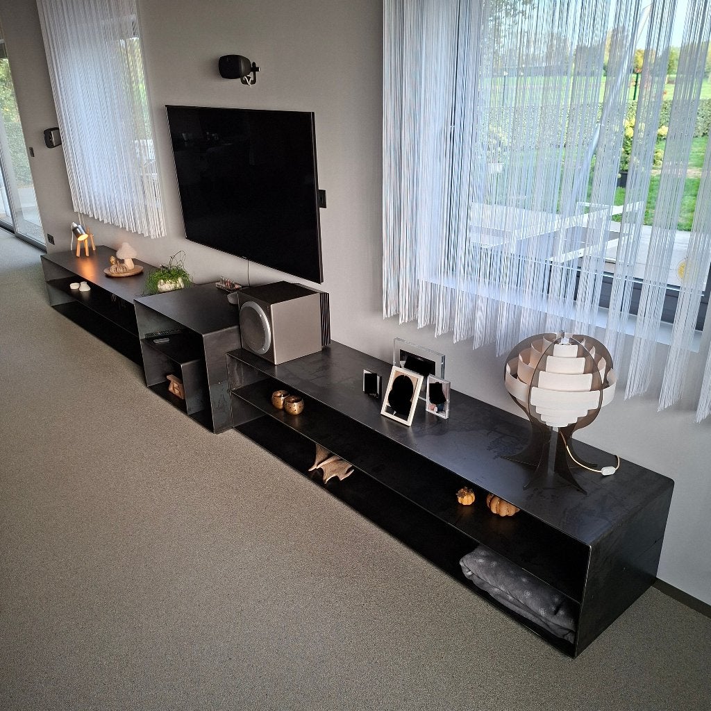 Meuble TV 3 pièces FISH Design Industrial en acier 480cm, 200 cm ou plus, Industrieel, Industrial, Industriële, Moins de 100 cm