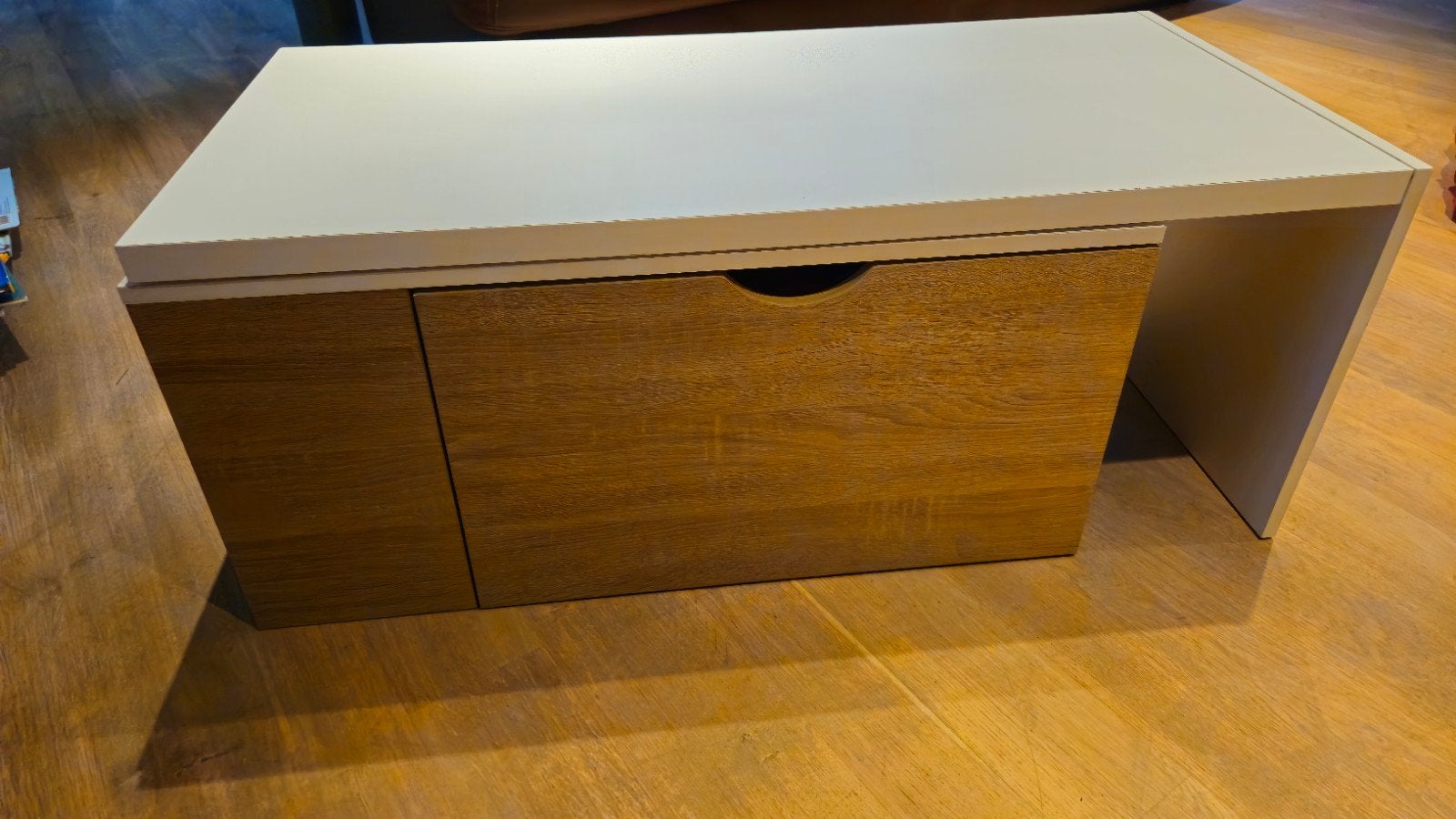 Table basse moderne en bois/blanc avec tiroir de rangement p, Enlèvement