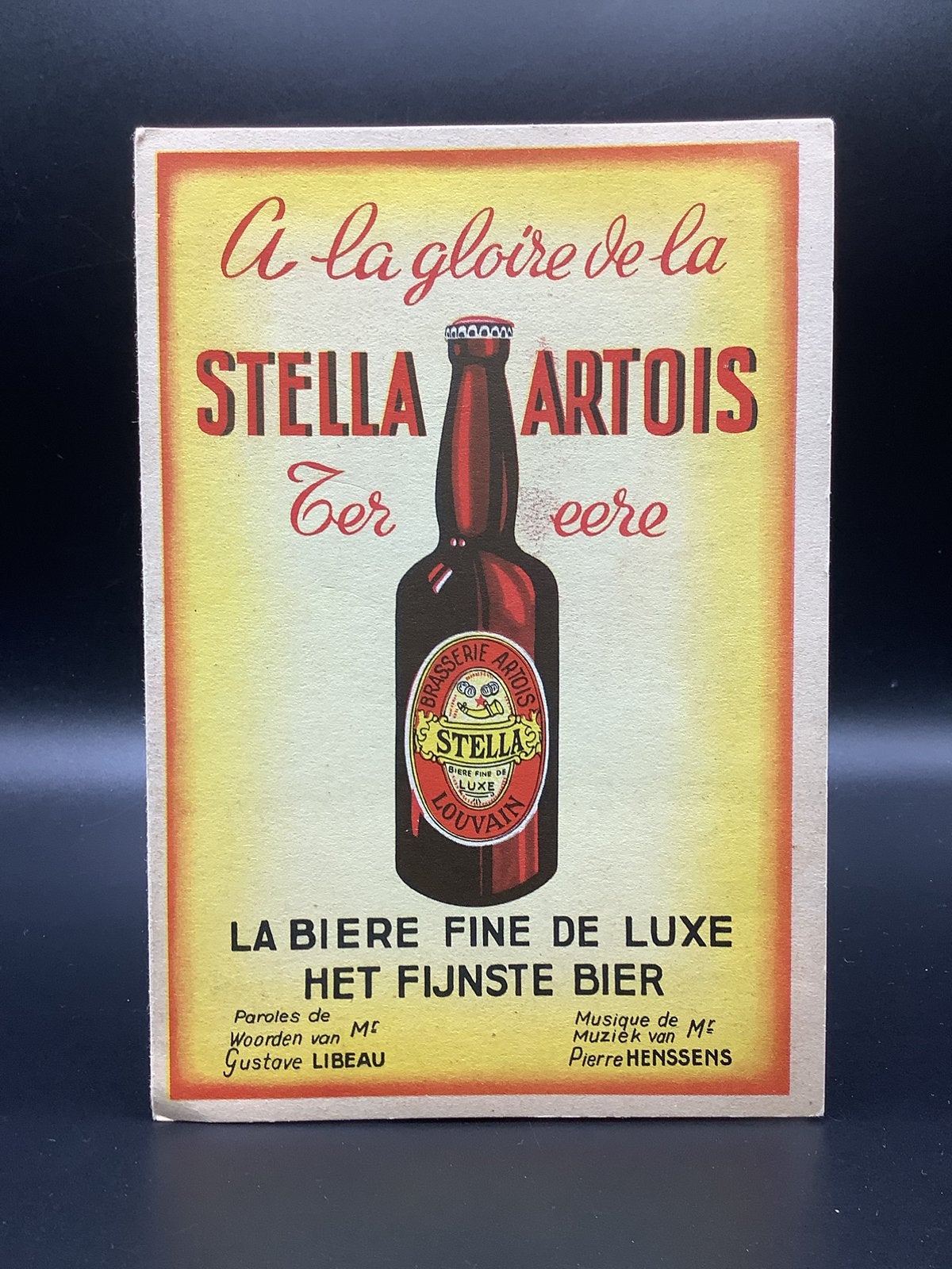 Ancienne partition pub Stella Artois, Collections, Enlèvement ou Envoi, Comme neuf