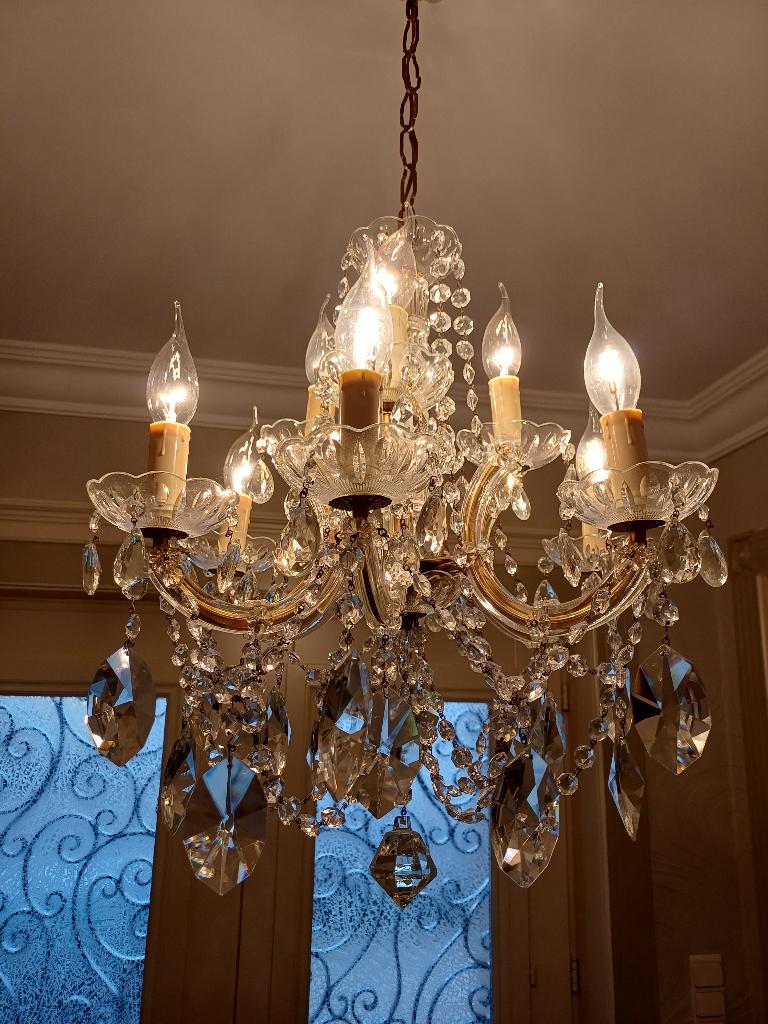 kristallen luchter (Marie Therèse), Maison & Meubles, Lampes | Lustres, Comme neuf, Verre, Métal, Enlèvement