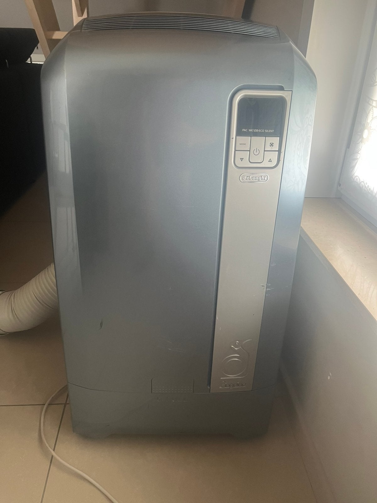 DeLonghi PAC WE128 Eco Silent, blauw/grijs, Elektronische apparatuur, Airco's, Ophalen, Gebruikt, 100 m³ of groter, Koelen en Ontvochtigen