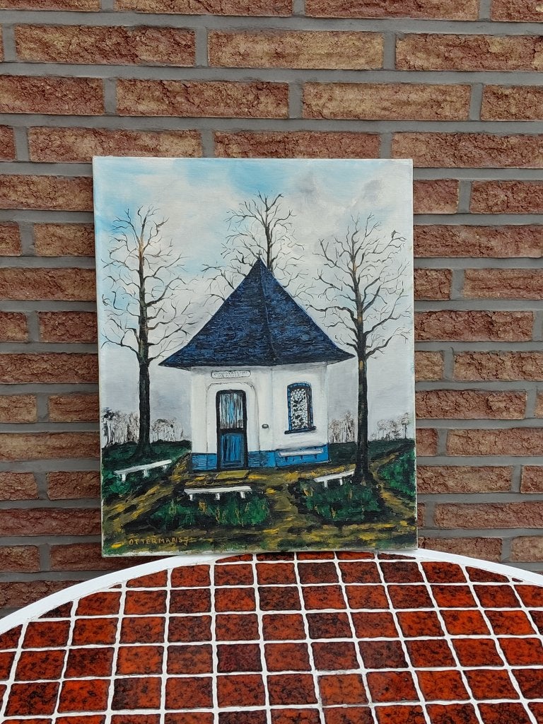 SCHILDERIJ MOERZEKE - KAPEL, Peinture à l'huile, Paysage, Enlèvement, Autres styles