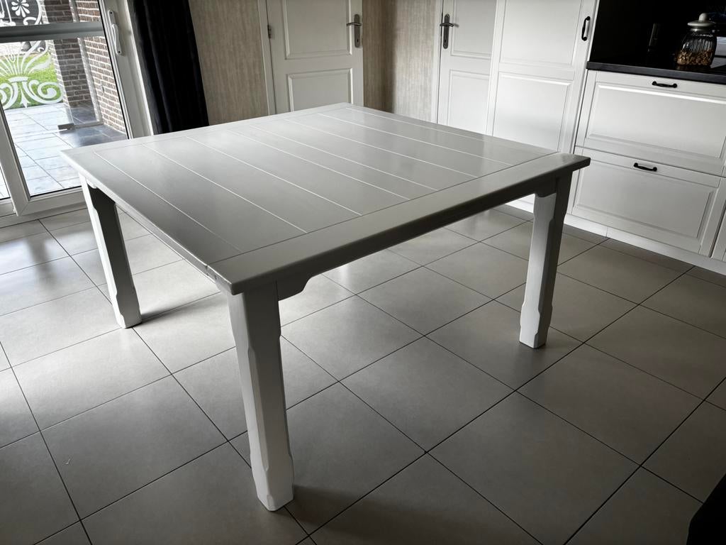 Eettafel, keukentafel. Meranti, wit., Huis en Inrichting, Tafels | Eettafels, Ophalen, Zo goed als nieuw