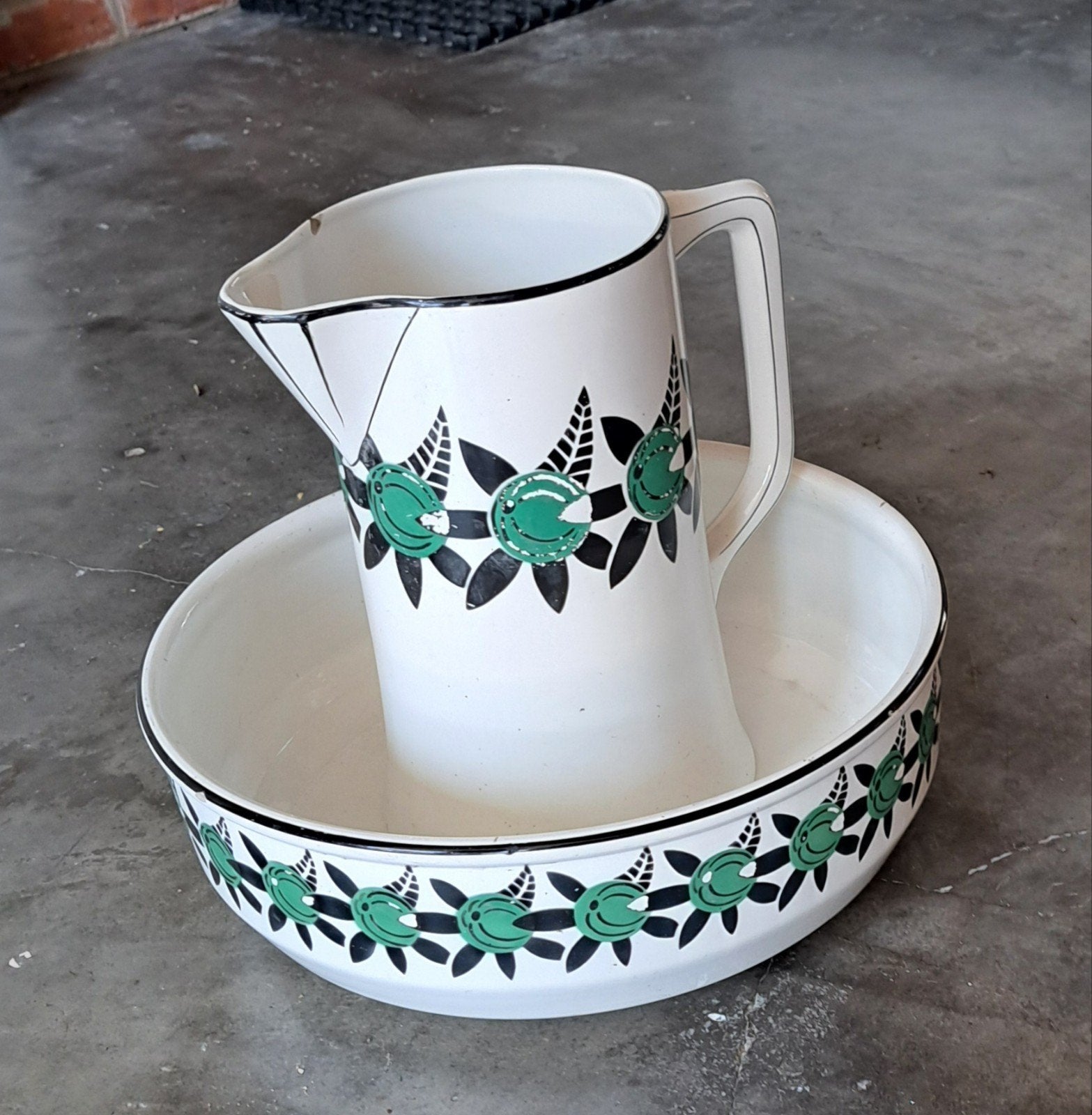 vintage waskom met waterkan, Antiek en Kunst, Ophalen